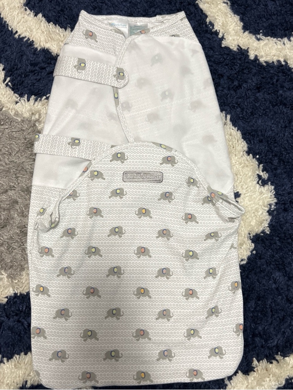 Halo White and Gray Elephant Sleep Sack Swaddle